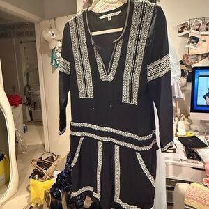 Veronica Beard Black and White Long Sleeve Dress
